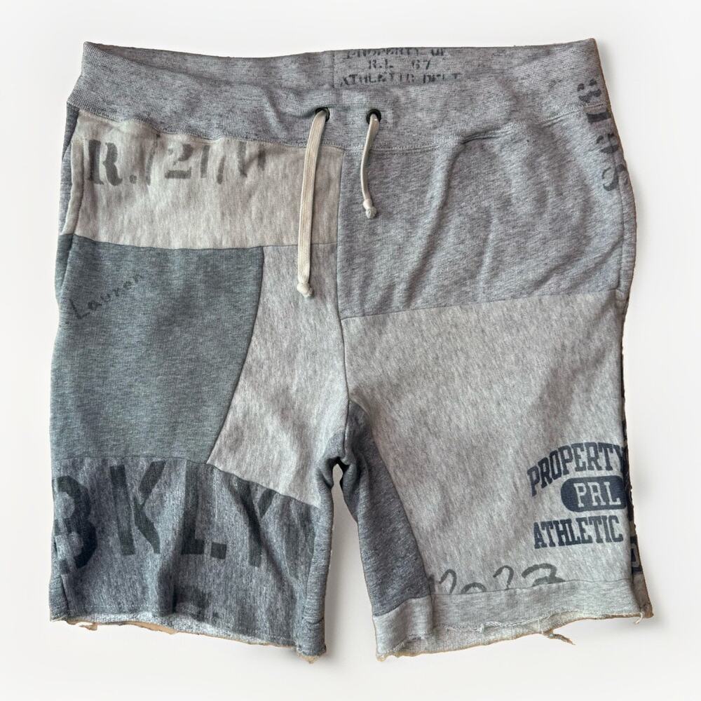 Polo Ralph Lauren Patchwork Shorts Large Gray Fleece RRL New York Streetwear